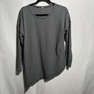 Lululemon To the Point Long Sleeve Black & White Stripe Top Tied Hem XXL